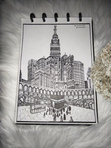 #pencilportrait #traditionalart #anime #pencildrawings #love #doodle #artistic #pencilartist #blackandwhite #sketchoftheday #sketchbookdrawing #instagram Mecca Drawing Sketch, Makkah Sketch, Kaaba Sketch, Islamic Drawings Art Pencil, Makkah Drawing, Islamic Sketches, Mine Sketch, Pencil Drawing Inspiration, Easy Drawing Step By Step