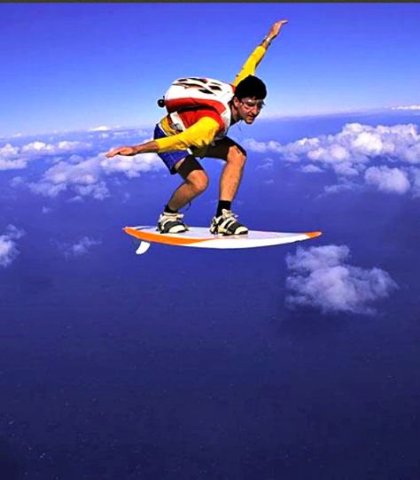 Can't swim? Just jump out of a plane and surf the sky. Who would have thought to make skydiving cooler? Sky Surfing, Base Jump, Extreme Adventure, Base Jumping, Sup Yoga, Adrenaline Rush, Thrill Seeker, Adventure Sports, Skydiving