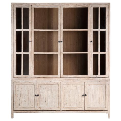 Capistrano Cabinet - Dovetail Tall Storage Cabinets With Doors Living Room, Dovetail Furniture, Built In Furniture, Iron Hardware, Victorian Furniture, Mcgee & Co, Living Room Bookcase, Glass Cabinet Doors, Reclaimed Pine