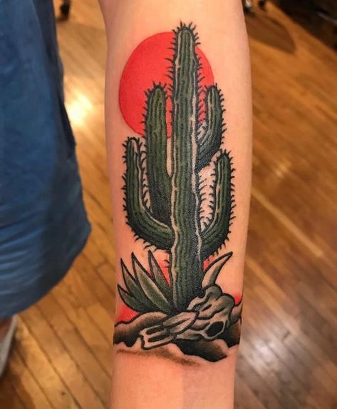 American Traditional Cactus Tattoo, American Traditional Cactus, Traditional Cactus Tattoo, Traditional Cactus, Hedgehog Tattoo, Desert Tattoo, Western Tattoo, Hedgehog Cactus, Traditional Tattoo Inspiration