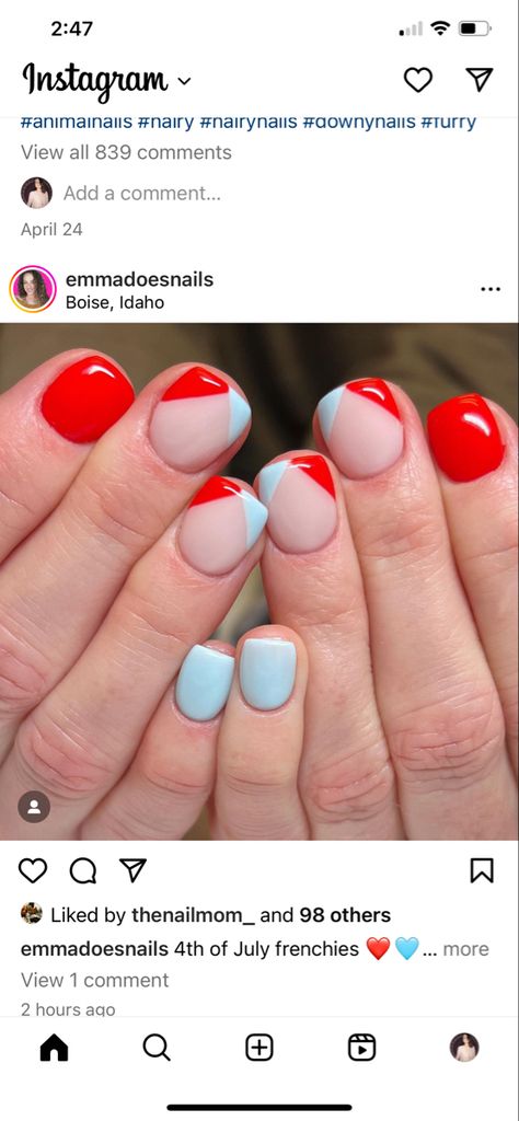 Easy Fourth Of July Nails, Subtle Fourth Of July Nails, Tech Nails, 4th Nails, Nail Polish Style, Patriotic Nails, Mani Ideas, Nail Board, Fourth Of July Nails