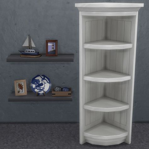 Sims 4 Cc Objects, Knick Knack Shelf, Corner Furniture, Crate Shelves, Toddler Mattress, Knick Knack, Los Sims, Corner Shelf, Small Shelves