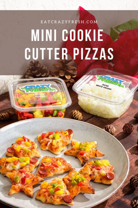 Mini Cookie Cutter Pizzas Recipe | Crazy Fresh Pizzas Recipe, Christmas Sleepover, Themed Food, Mini Pizzas, Mini Cookies, Mini Pizza, Football Food, Halloween Food For Party, Halloween Food