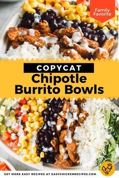 Chipotle Bowls, Chicken Burrito Bowl Recipe, Copycat Chipotle Chicken, Burrito Bowl Meal Prep, Chipotle Copycat, Burrito Bowl Recipe, Chipotle Recipes, Chipotle Burrito, Copycat Chipotle