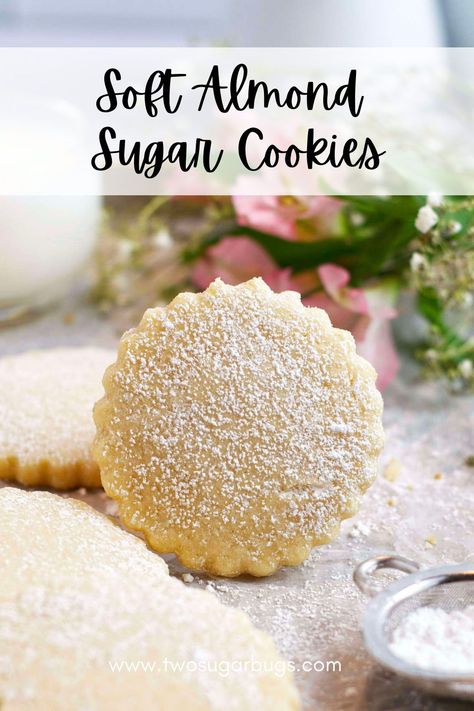 Almond sugar cookies are the ultimate soft, chewy, buttery and nutty sugar cookie! This simple cookie recipe uses almond flour and vanilla and almond extracts to create the best almond cookie cut outs! Almond Sugar Cookie Recipe, Soft Almond Cookies, Sugar Cookie Glaze, Simple Cookie Recipe, Buttery Sugar Cookies, Almond Sugar Cookies, Soft Cookie Recipe, Simple Cookie, Almond Cookie