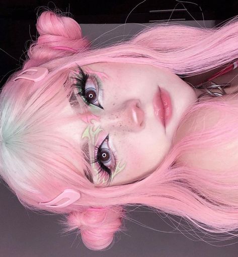 Kawaii Halloween Makeup, Kawaii Pink Makeup, Anime Blush Makeup, Cute Anime Makeup Looks, My Melody Makeup Look, Cute Anime Makeup, Yami Kawaii Makeup, Kawaii Makeup Looks, Goth E-girl Makeup