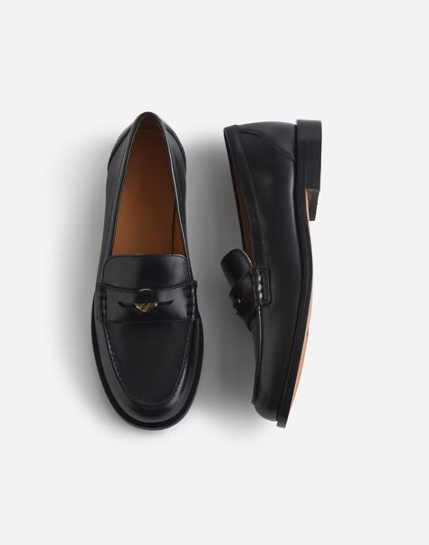 The Grayson Penny Loafer | Madewell Penny Loafers For Women Outfits Casual, Penny Loafers For Women Outfits, Classic Black Loafers, Penny Loafers For Women, Penny Loafers Outfit, Madewell Loafers, Loafers For Women Outfit, Loafer Outfits, Womens Penny Loafers