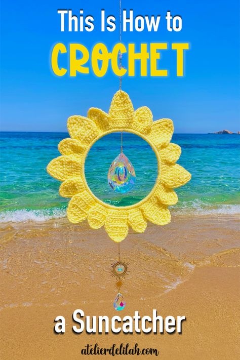 Crochet Sun Catcher Pattern Free, Crochet Suncatchers Free Pattern, Crochet Sun Catcher, Crochet Suncatcher, Suncatcher Diy, Knit Projects, Crochet Mandala Pattern, Crochet Wall Hangings, Crochet Mandala