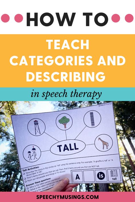 Attributes Speech Therapy, Expanding Utterances Speech Therapy, Group Speech Therapy Activities, Categories Speech Therapy, Speech Therapy Free, Aba Activities, Speech Therapy Activities Language, Slp Materials, Preschool Speech Therapy