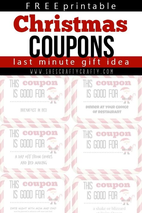 Print out these Christmas Coupons for a thoughtful and well received last minute Christmas gift. Edible Christmas Gifts Homemade, Love Coupons For Him, Christmas Signs Diy, Christmas Coupons, Money Saving Mom, Cheap Christmas Gifts, Last Minute Christmas Gifts, Christmas Gifts For Coworkers, Easy Christmas Gifts