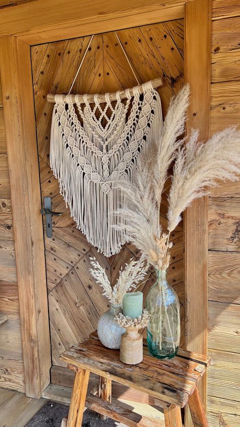 . #Macrame_On_A_Stick #Mural_Macrame #Macrame_Mural #Calm_Color_Palette Macrame Crystal Wall Hanging, Mural Macrame, Macrame Mural, Macrame Boho Decor, Driftwood Macrame, Art Macramé, Calm Color Palette, Boho Macrame Wall Hanging, Macrame Plant Hanger Tutorial