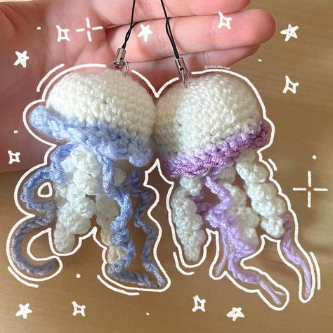 ₊ ˚ . Matching jellyfish keychains 🪼₊ ˚ . I made these matching keychains for an order and they turned so cute omgg🤭 My customer chose the colours and I think they work so well together ! I’m gonna go make myself one brb 🏃‍♀️ If you’re interested in purchasing feel free to dm me! (In Qatar only 🇶🇦) 🏷️: #crochet #crochetaddict #crochetlove #amigurumi #amigurumilove #cute #handmade #fiber #fiberart #matching #keychains #adorable #jellyfish #oceanlife #backtoschool #autumn #explorepage #like Matching Crochet Keychains, Matching Keychains Couples, Jellyfish Keychain, Crochet Keychains, Matching Keychains, Crochet Inspo, Quick Crochet, Crochet Keychain, Better Together