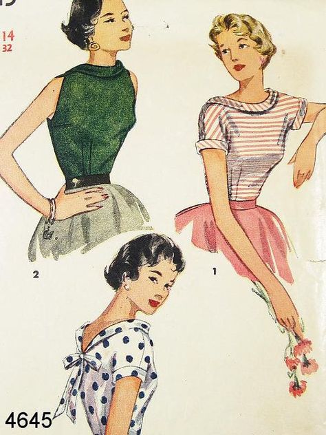 50s Blouse, Vintage Blouse Pattern, Formal Blouses, Blouses Vintage, Patron Vintage, Mode Retro, Victorian Blouse, Design Moda, Vintage Dress Patterns