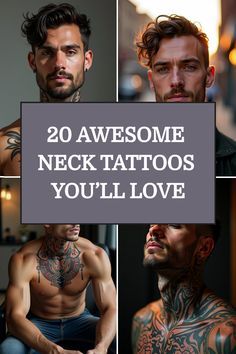 Men's Neck Tattoo, Behind Ear Tattoos For Guys, Men S Neck Tattoo, Throat Tattoo Men Ideas, Back Of The Neck Tattoos Men, Tattoo On Neck For Men, Mens Neck Tattoos Ideas, Best Neck Tattoos Men Design, Best Neck Tattoos Men