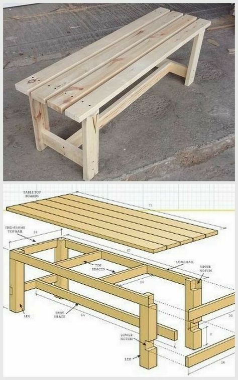 Best DIY Wood Garden Bench Plans Build A Bench, Mebel Antik, Projek Kayu, Farmhouse Bench Diy, Wood Bench Outdoor, Diy Wood Bench, Diy Bench Outdoor, Diy Bench, Diy Holz