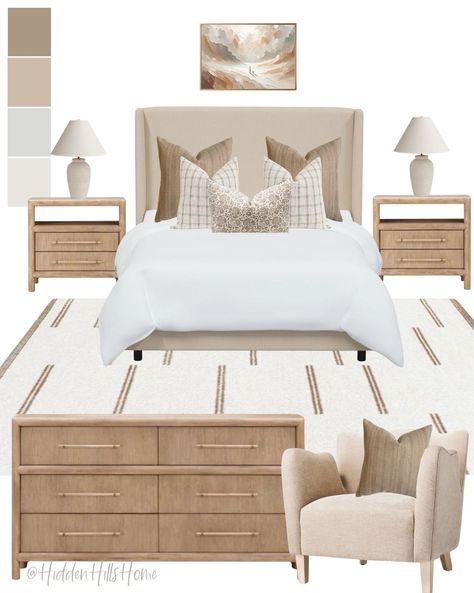 Wood & Cane Transitional Headboard … curated on LTK Tan Headboard Bedroom, Wood Nightstands Bedroom, Bedroom Ideas Transitional, Fabric Headboard Bedroom, Beige Upholstered Bed, Beige Bed Frame, Tilly Upholstered Bed, Trailer Upgrades, Minimal Bedroom Design