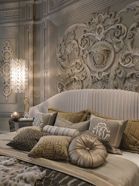 versace & cavalli style on Behance Versace Home Decor, Luxury Room Design, Luxury Mansions Interior, Cnc Art, Modern Luxury Bedroom, Luxury Bedroom Design, Dekorasi Kamar Tidur, Classic Interior Design, Luxury Bedroom Master