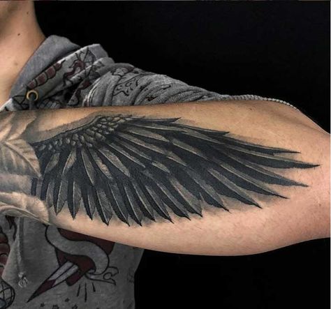 Black Wings Tattoo, Crow Wings Tattoo, Crow Tattoo For Men Forearm, Raven Wing Tattoo, Raven Wing Tattoo Back, Crow Cover Up Tattoo, Raven Wings Tattoo, Crow Wings Back Tattoo, Forearm Wing Tattoo