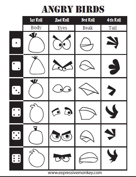 Angry birds drawing game Dice Drawing, Art Sub Plans, Classe D'art, Art Handouts, Drawing Sheet, Art Worksheets, Drawing Games, Angry Bird, Bird Drawings