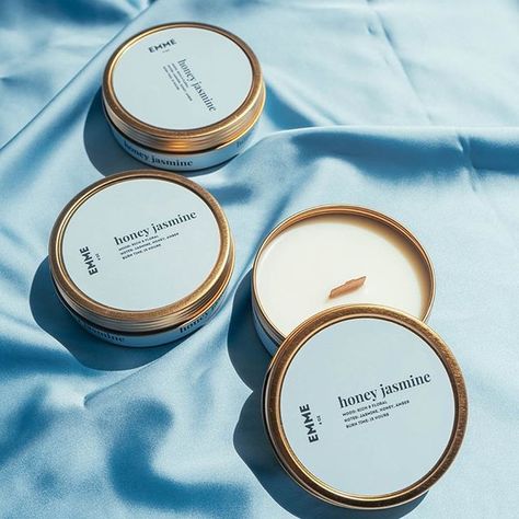 Emme Essentials | Honey Jasmine Scented Soy Candle Tins | Wood Wick Candles Inspired by Asian Flavors | Our soy wax candles are gluten-free, toxin-free, paraben-free, phthalate-free, and hand-poured in micro-batches in NYC