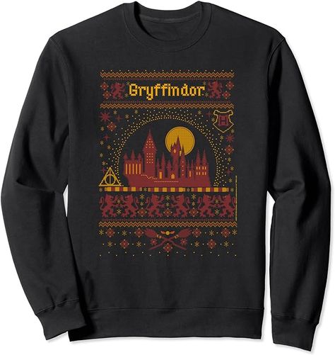 Solid colors: 80% Cotton, 20% Polyester; Heather Grey: 78% Cotton, 22% Poly; Dark Heather: 50% Cotton, 50% Polyester Imported Pull On closure Machine Wash Officially Licensed Harry Potter Apparel 20WBHH00152B-009 8.5 oz, Classic fit, Twill-taped neck Harry Potter Apparel, Ugly Christmas Sweater Pattern, Christmas Sweater Pattern, Harry Potter Outfits, Harry Potter Gryffindor, Sweatshirts Pattern, Branded Sweatshirts, Sweater Pattern, Ugly Christmas