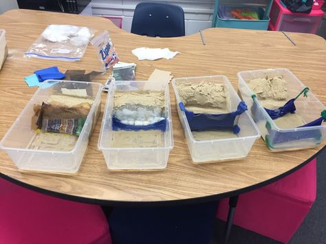 At the end of every 9 weeks, my class participates in a STEM activity that includes things we have been working on during that quarter. For ... Erosion Lab, Erosion Activities, Rock Study, Steam Lab, Earth Science Lessons, Stem Club, Fourth Grade Science, Science Earth, Second Grade Science