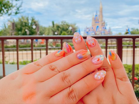 Disney Cinderella Nails, Cinderella Nails Disney, Cinderella Inspired Nails Acrylic, Disney Cinderella Nail Ideas, Disney Castle Nail Art, Cinderella Castle, Disney Birthday, Birthday Nails, Mani Pedi