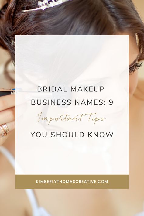 Bridal Makeup Business Names: 9 Important Tips You Should Know by Kimberly Thomas | Web Designer | based in the US | book dream brides on autopilot. The name of your makeup artistry business should be attention-grabbing and reflect your dream vision. Thus, it is imperative to channel this into the creation of the same. Here you will find everything you need to know when it comes to bridal makeup business names, along with the best tips and tricks to create your own. Keep on reading in my blog! Makeup Pages Names Ideas, Makeup Business Names, Cute Business Names, Makeup Artist Names, Makeup Artist Website, Makeup Names, Makeup Artist Branding, Business Name Ideas, Makeup Business