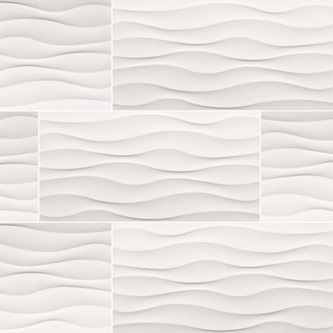 Dymo Wavy White 12x24 Glossy Ceramic Tile Wavy Tile, Granite Quartz Countertops, White Ceramic Tiles, White Bathroom Tiles, Elegant Tiles, 3d Wall Tiles, Shower Surround, Bathroom Remodel Shower, Bathroom Wall Tile