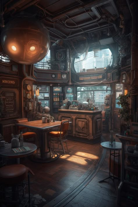 Steampunk Sci Fi, Industrial Era Aesthetic, Underground Steampunk City, Steampunk Fantasy City, Steam Punk House, Steampunk Architecture, Steampunk Background, Dystopian Art, Steampunk City