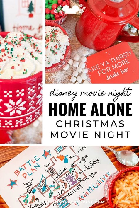 Christmas Movie Night Theme Dinner, Home Alone Charcuterie Board, Home Alone Inspired Food, Home Alone Menu Ideas, Frosty Movie Night, Free Home Alone Printables, Christmas Movie Night Themes, Movie Theme Christmas Party, Home Alone Themed Dinner