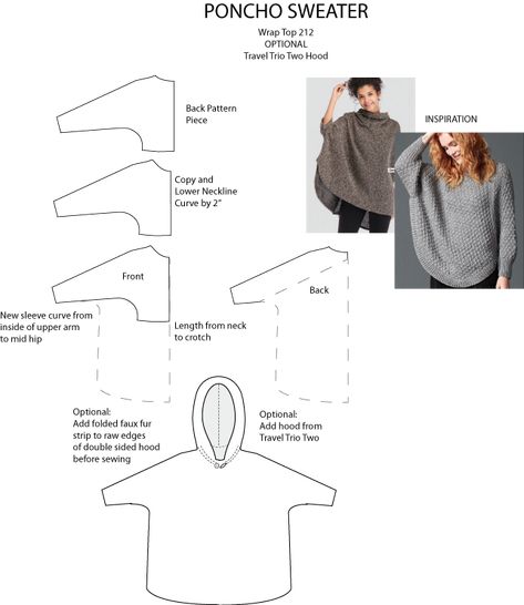 Wrap top poncho sweater with sleeves sewing pattern Sewing Oversized Sweater, Batwing Hoodie Pattern, Poncho With Sleeves Pattern, Poncho Sweater With Sleeves, Poncho Sewing Pattern, Wrap Top Sewing Pattern, Hooded Poncho Pattern, Poncho Pattern Sewing, Travel Dresses