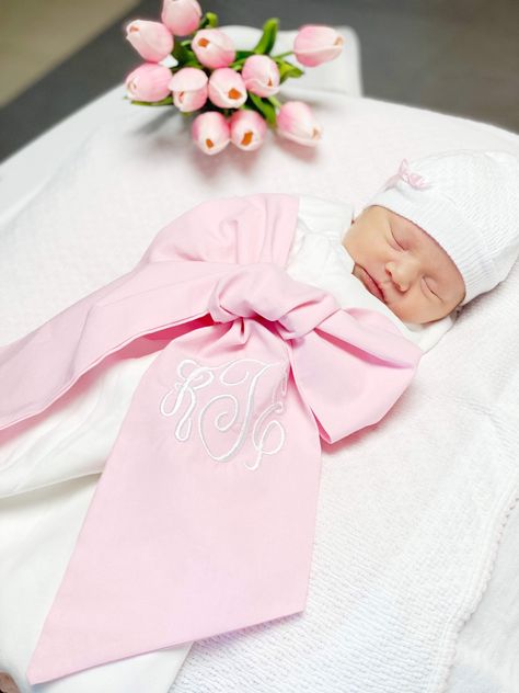 Infant Pictures, Personalized Swaddle Blanket, Monogram Bow, Baby Pictures Newborn, Newnan Ga, Personalized Bow, Cool Kids Clothes, Baby Hospital, Newborn Swaddle