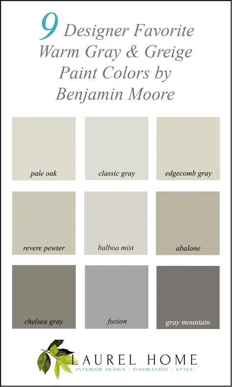 Pale Oak Walls White Dove Trim, Warm Gray Paint Colors, Benjamin Moore Paint Colors Gray, Paint 2024, Best Greige Paint Color, Warm Grey Walls, Warm Grey Paint Colors, Benjamin Moore Classic Gray, Warm Gray Paint