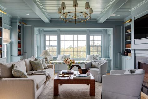 Blue Painted Living Room, Painted Living Room, Irene Kim, Swedish Cottage, Lexington Home, Paint Color Inspiration, Dream Beach Houses, Blue Cottage, Real Homes