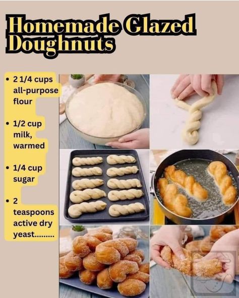 Deli Recipes, Doughnut Recipe Easy, Homemade Donuts Recipe, Homemade Doughnuts, Homemade Cookbook, Glazed Donuts, Glazed Doughnuts, Bake Goods, Roll Recipes