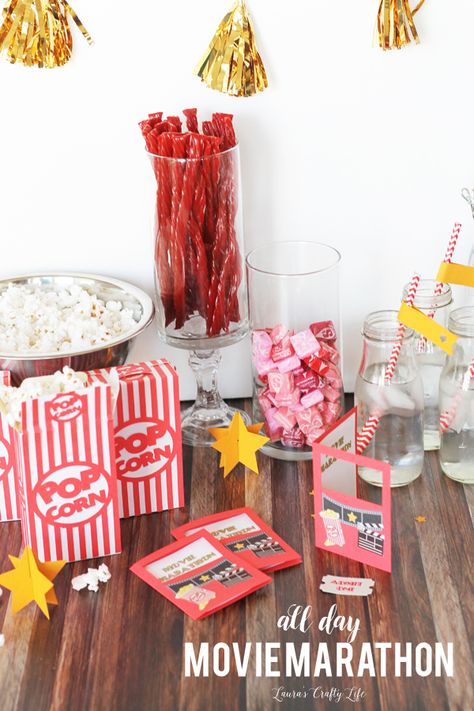 Plan an All Day Movie Marathon party - made with the Cricut Explore Movie Marathon Ideas, Movie Marathon Party, Marathon Ideas, Marathon Party, Fun Party Ideas, Marathon Plan, Movie Marathon, Silhouette Portrait, Cricut Explore