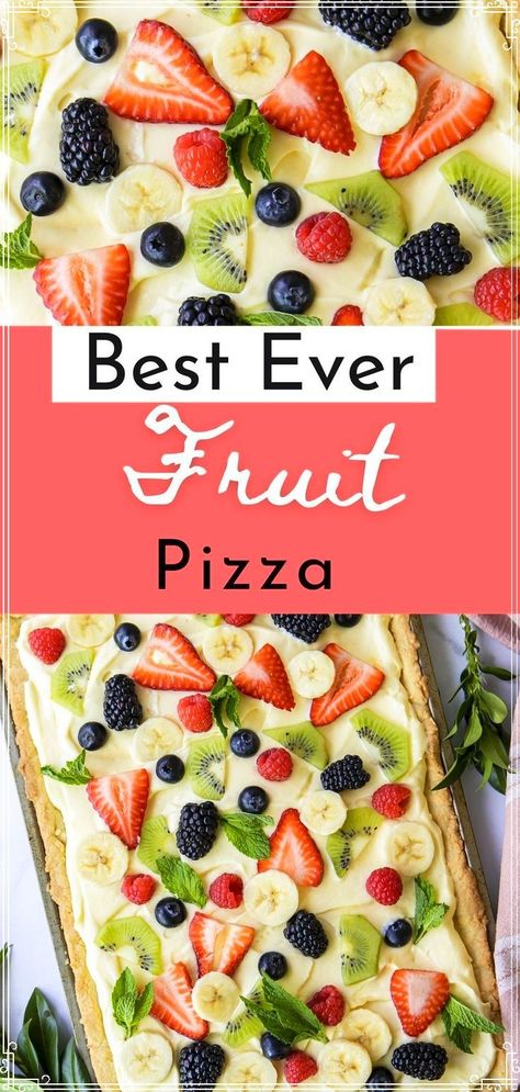 A light sugar cookie base with creamy vanilla frosting is all topped with fresh and bright fruit, this is my Fruit Pizza recipe! Cookie Recipes Chocolate Chip, Cookie Recipes Chocolate, Chocolate Chip Cookie Recipes, Recipes Unique, Simple Cookie, Lemon Cookie, Cookie Recipes From Scratch, Italian Cookie, Snickerdoodle Cookie