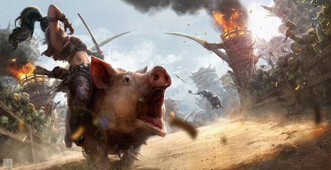 Pig Races, Happy Pig, Racing Art, New Fantasy, Steampunk Art, Art Station, Fantasy Illustration, Art Blog, Digital Painting