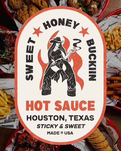 Day 3 of creating brands inspired by @beyonce new album #cowboycarter today it had to be sweet honey buckiin as a hot sauce 🔥🔥 #cowboy #packaging #design #brand #branding #design #hotsauce #beyoncé #jolene #illustration #illustrationartists #graphicdesign Hot Sauce Illustration, Hot Sauce Branding, Hot Sauce Design, Sauce Advertisement, Beyonce New Album, Hot Sauce Packaging, Honey Illustration, Sauce Packaging, Cowboy Carter