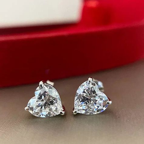 none Heart Diamond Earrings, Diamond Solitaire Earrings, Romantic Earrings, Minimalist Earrings Studs, Solitaire Necklace, Solitaire Earrings, Womens Earrings Studs, Dainty Studs, Solitaire Studs