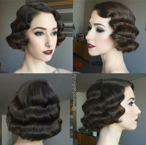 1920s Hair Short, Vintage Hairdos, 1920 Hairstyles, 1930 Style, Finger Wave Hair, 1930's Style, Vintage Curls, 1920s Hair, Hollywood Hair