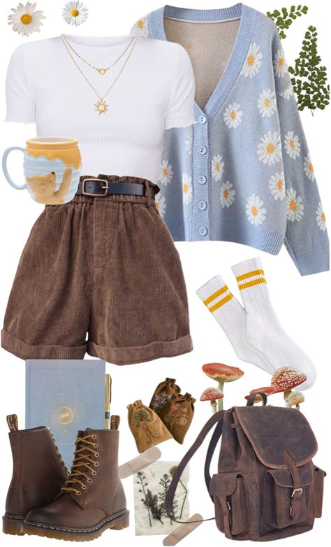 Yellow Outfit Inspiration, Cottage Casual Outfit, Cute Forest Outfits, Character Based Outfits, Fairytale Style Outfit, Cute Ice Cream Date Outfits, Fairycore Everyday Outfit, Cutesy Summer Outfits, Small Town Outfit Aesthetic