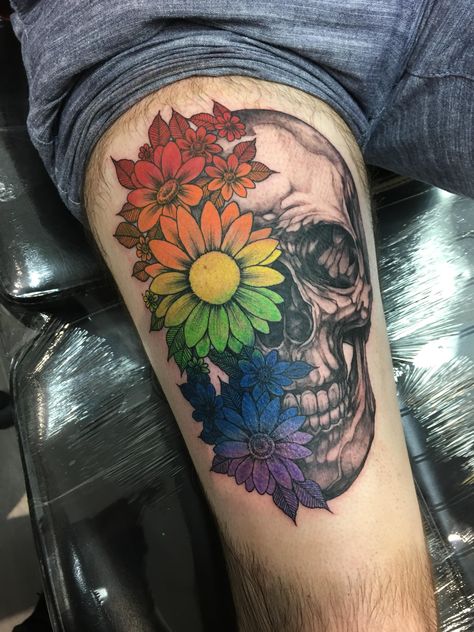 Coming Out Tattoo, Skull Cover Up Tattoo, Rainbow Rose Tattoo, Lgbt Tattoo Ideas, Gay Tattoo Ideas, Lgbtq Tattoos, Lgbt Tattoos, Gay Tattoos, Gay Pride Tattoos