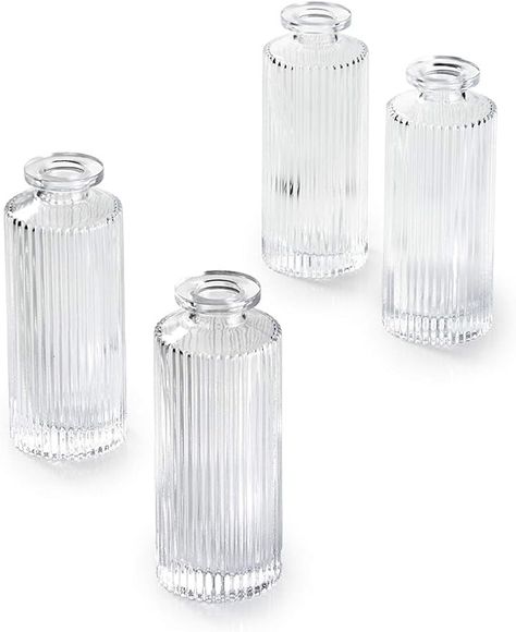 Serene Spaces Living Set of 4 Clear Pleated Bud Vase, Vases for Centerpieces for Home Decor, Events, Weddings, Parties, Measures 5.25" Tall and 2" Diameter : Amazon.ca: Home Vases For Centerpieces, Small Glass Vases, Contemporary Vases, Elegant Vases, Vases For Sale, Vase Centerpieces, Table Vases, Vase Set, Wedding Florals