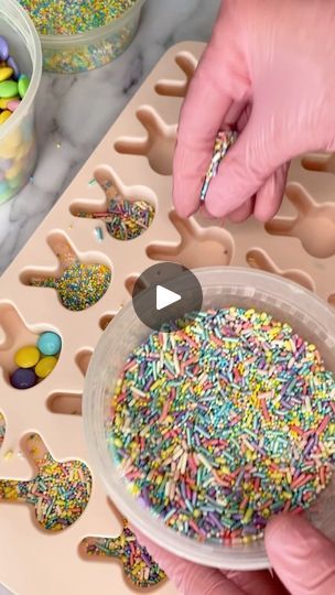 1.2K reactions · 196 shares | Here’s a fun, rainy day activity to do with the kids! I found these cute bunny silicone molds in the checkout aisle of Home Goods (where else 😜) - you can fill them with any kind of sprinkle or candies. If you want a thinner chocolate, just don’t fill the white chocolate up as high! Ada is obsessed with these 🐣( And side note - a chocolate squeeze bottle would make things a little easier for kids)
.
.
.
#easter #eastercandy #eastertreats #kidfriendly #easterchocolate #bark #sprinkles #sprinklelover #candies | Sweet Sisters | The Archies · Sugar, Sugar Chocolate Day Activities For Kids, The Archies, Rainy Day Activity, Chocolate Day, Sugar Sugar, Chocolate Decorations, Rainy Day Activities, Easter Candy, Easter Chocolate