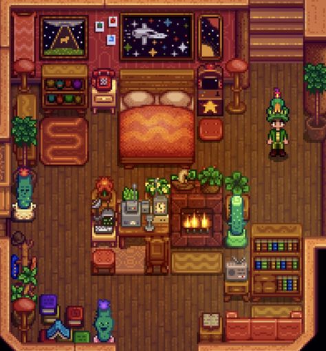 Stardew Valley Retro Catalogue, Stardew Valley Furnace Area, Grandpa's Shrine Stardew Valley, Stardew Valley House Layout No Mods, Dark Academia Stardew Valley House, Stardew Barn Interior, Stardew Valley Workshop, Stardew Valley Organization Chest, Stardew Valley House Color Ideas