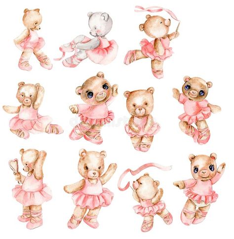 A set of dansing baby bear ballerinas royalty free illustration Ballerina Hands, Ballerina Bear, Baby Bear, Free Illustrations, Stock Illustration, Royalty Free, Ballet, Teddy Bear, Zelda Characters