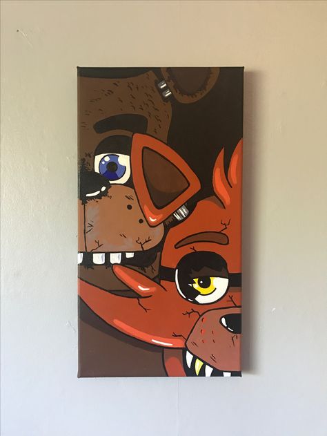 Five nights at Freddy's canvas Five Nights At Freddy's Art, Fnaf Canvas Painting, Fnaf Painting, Horror Movie Paintings Canvas Easy, Character Paintings On Canvas, Five Nights At Freddy's Dibujos, Five Nights At Freddy's Painting, Painting Ideas On Canvas Horror, Bart Simpson Painting Canvas Trippy