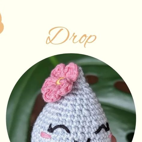 Weather Theme, Instagram Pattern, Pattern Free, Amigurumi Free Pattern, Water Drop, Water Drops, Cute Crochet, Tear Drop, Amigurumi Pattern